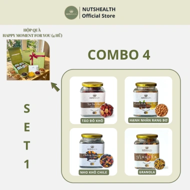 Hộp Quà Tết NUTSHEALTH 4 Hũ Hạt & Trái Cây Sấy - Quà Doanh Nghiệp Giá 663k 10 Hộp Quà Tết NUTSHEALTH 4 Hũ Hạt & Trái Cây Sấy - Quà Doanh Nghiệp Giá 663k 10
