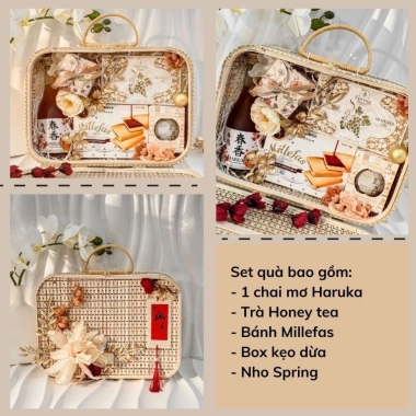 Hộp quà Tết sang trọng 2.025 - Giỏ mây tre đan, hộp tre nano, quà Việt giảm còn 500.000đ
