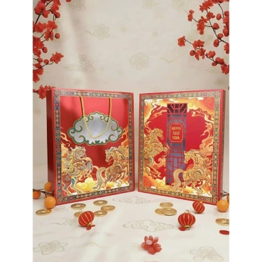 Hộp Quà Tết Song Mã Phi Vân Cao Cấp - Hộp Cứng + Túi Xách Sang Trọng, Biếu Tặng Đặc Biệt Giá Ưu Đãi 269.680 VND