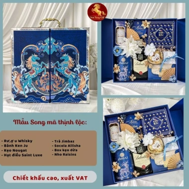 Hộp quà Tết Song Mã Thịnh Lộc - Tuyệt Phẩm Hoàng Gia, Khởi Đầu Vạn Sự Hanh Thông, Giá ưu đãi 1.4 triệu VND