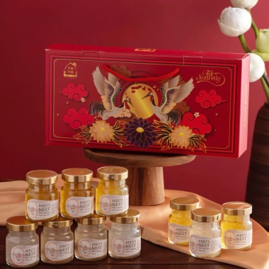 Hộp quà Tết Yến Chưng Sẵn Tiệt Trùng NANA FARM 10 Hũ 70ml - Nguyên Chất 40% Nhiều Vị, Giá 420.000đ