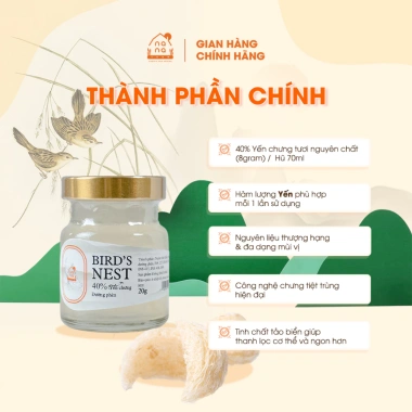 Hộp quà Tết Yến Chưng Sẵn Tiệt Trùng NANA FARM 10 Hũ 70ml - Nguyên Chất 40% Nhiều Vị, Giá 420.000đ