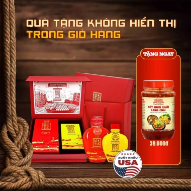 Hộp Quà Tình Thân: Nước Mắm Tĩn Tôm Biển 60N 500ml, Tĩn Cá Cơm Ruột Đỏ 250ml, Tặng Kiết Thành & Sốt Muối Chấm, Giá 690k