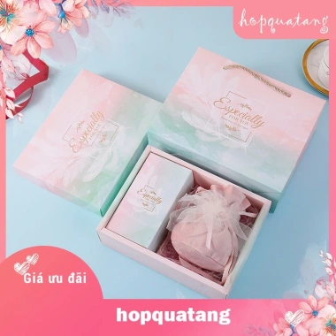 Hộp quà tự gấp dày dặn, kèm túi xách cứng cáp - giảm còn 22.000₫