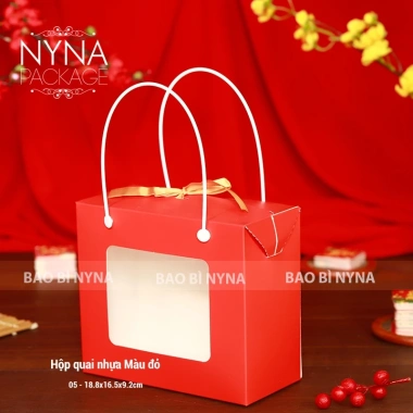 Hộp quai nhựa đỏ - Đựng quà Tết, bánh mứt, ngũ cốc - Nhiều size, 90.000₫ 5