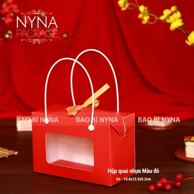 Hộp quai nhựa đỏ - Đựng quà Tết, bánh mứt, ngũ cốc - Nhiều size, 90.000₫ 10