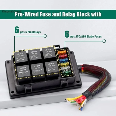 Hộp rơle 12V 24V 6 chiều chống nước 12 AWG 6 khe ATC ATO cho ô tô Marine Giá ưu đãi 476.652₫
