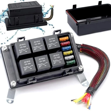Hộp rơle 12V 24V 6 chiều chống nước 12 AWG 6 khe ATC ATO cho ô tô Marine Giá ưu đãi 476.652₫