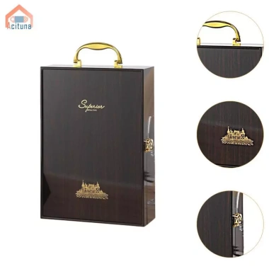 Hộp Rượu Vang Đỏ Chai Đôi Gỗ Thanh Lịch - Quà Tặng Đám Cưới, Gia Đình, Đảng 3