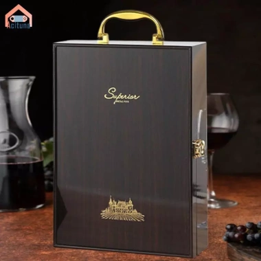 Hộp Rượu Vang Đỏ Chai Đôi Gỗ Thanh Lịch - Quà Tặng Đám Cưới, Gia Đình, Đảng 5