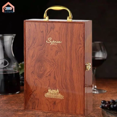 Hộp Rượu Vang Đỏ Chai Đôi Gỗ Thanh Lịch - Quà Tặng Đám Cưới, Gia Đình, Đảng 8