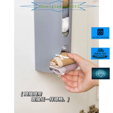Hộp rút dán tường đa năng - Đựng túi nilon quần lót, chip, tất, khăn tiện lợi gọn nhỏ 5