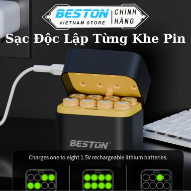 Hộp sạc pin AA 1.5V 8 khe USB-C cho micro, máy ảnh, khóa điện tử - Giá 191.055₫ 2