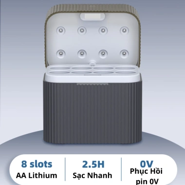 Hộp sạc pin AA BESTON 1.5V 8 slot M7.036 USB‑C, dùng cho micro karaoke, máy ảnh, khóa cửa từ - Giá chỉ 188k 4