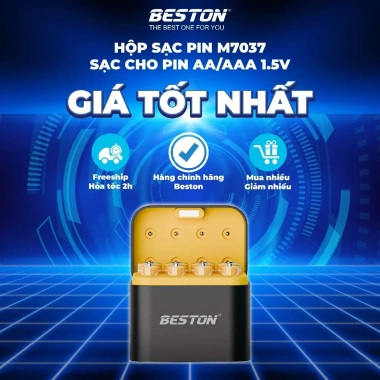 Hộp sạc pin Beston AA & AAA Lithium 1.5V M7.037 tự ngắt bảo vệ pin - Giá ưu đãi 169k
