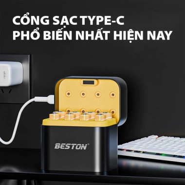 Hộp sạc pin Beston AA & AAA Lithium 1.5V M7.037 tự ngắt bảo vệ pin - Giá ưu đãi 169k