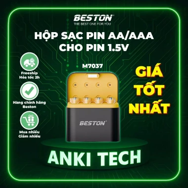 Hộp sạc pin Beston M7.037 cho AA & AAA Lithium 1.5V tự ngắt, bảo vệ pin 169.000 VND