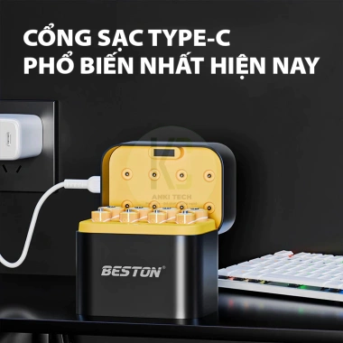 Hộp sạc pin Beston M7.037 cho AA & AAA Lithium 1.5V tự ngắt, bảo vệ pin 169.000 VND