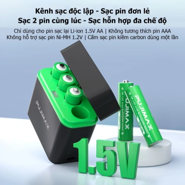 Hộp sạc pin Pujimax Lithium 4 khe AA 1.5V 4.255mAh, sạc nhanh Type-C, giảm giá 22% - Chỉ 357.633₫ 4 Hộp sạc pin Pujimax Lithium 4 khe AA 1.5V 4.255mAh, sạc nhanh Type-C, giảm giá 22% - Chỉ 357.633₫ 4