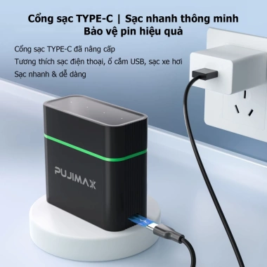 Hộp sạc pin Pujimax Lithium 4 khe AA 1.5V 4.255mAh, sạc nhanh Type-C, giảm giá 22% - Chỉ 357.633₫