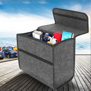 Hộp sắp xếp khởi động ô tô LISHUANG – Túi đựng đồ vải nỉ gập lại, phù hợp du lịch Tidy