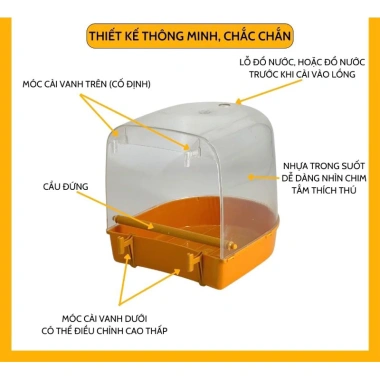 Hộp tắm chim nhựa ABS cao cấp – Tiện lợi, phù hợp mọi loại lồng, chỉ 68.000₫