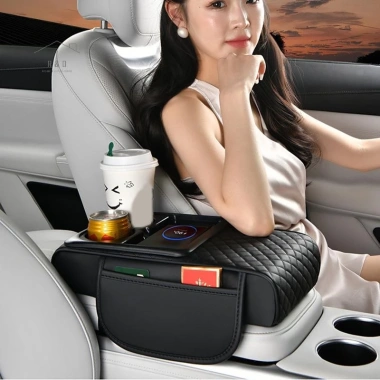 Hộp tay vịn ô tô tăng cường đệm, sạc không dây, cốc đựng chai, túi tựa tay mới - Giá 352.330 VND