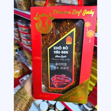 Hộp Tết 500g Khô Bò Siêu Cay Vị Tiêu Đen Hàn Quốc, Sốt Tắc Chua Cay - BeeGin 2