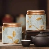 Hộp thiếc trà đen xanh hoa văn rỗng, kín, di động cho gia đình - Lọ trà mini mới
