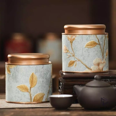 Hộp thiếc trà đen xanh hoa văn rỗng, kín, di động cho gia đình - Lọ trà mini mới
