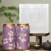 Hộp thiếc trà đen xanh hoa văn rỗng, kín, di động cho gia đình - Lọ trà mini mới 4