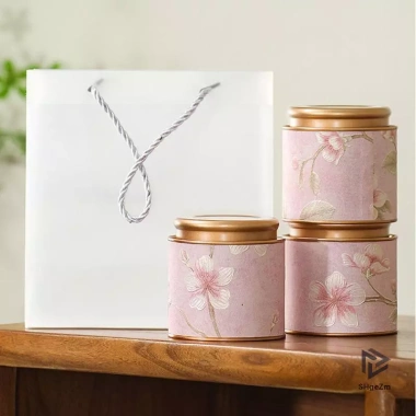 Hộp thiếc trà đen xanh hoa văn rỗng, kín, di động cho gia đình - Lọ trà mini mới