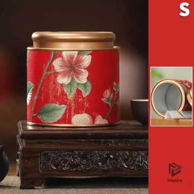 Hộp thiếc trà đen xanh hoa văn rỗng, kín, di động cho gia đình - Lọ trà mini mới