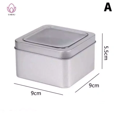 Hộp thiếc vuông tròn trong suốt CENJ đa năng lưu trữ thực phẩm, trà, bánh kẹo, mỹ phẩm – Mới 10