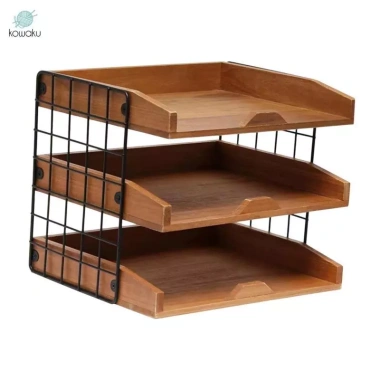 Hộp tiếp tân gỗ sang trọng, khay thư, hộp hồ sơ, dụng cụ sắp xếp máy tính để bàn - 683.100đ