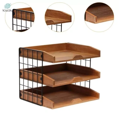 Hộp tiếp tân gỗ sang trọng, khay thư, hộp hồ sơ, dụng cụ sắp xếp máy tính để bàn - 683.100đ