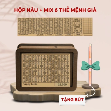 Hộp tiết kiệm gỗ Happy Birds bền đẹp, kèm bảng mục tiêu lên kế hoạch ước mơ - 42.000₫ 10