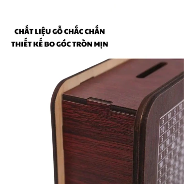 Hộp tiết kiệm gỗ tổng hợp ống HUNA, chứa tiền xu & tiền mặt, giảm còn 70.000₫