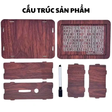 Hộp tiết kiệm gỗ tổng hợp ống HUNA, chứa tiền xu & tiền mặt, giảm còn 70.000₫