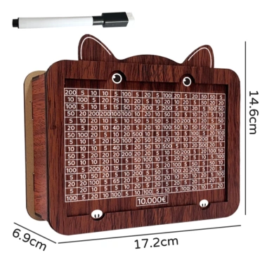 Hộp tiết kiệm gỗ tổng hợp ống HUNA, chứa tiền xu & tiền mặt, giảm còn 70.000₫