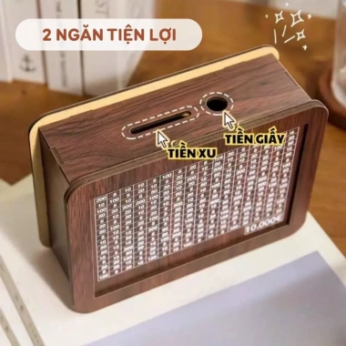 Hộp Tiết Kiệm Tiền Gỗ + Bảng Mục Tiêu Quản Lý Chi Tiêu - Quà Tặng Happy Birds 2