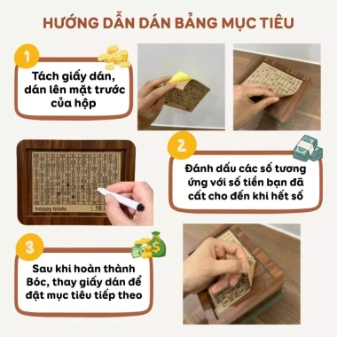 Hộp Tiết Kiệm Tiền Gỗ + Bảng Mục Tiêu Quản Lý Chi Tiêu - Quà Tặng Happy Birds 6