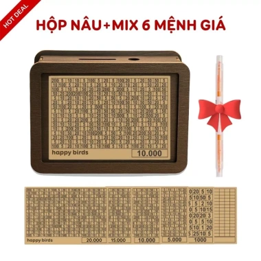 Hộp Tiết Kiệm Tiền Gỗ + Bảng Mục Tiêu Quản Lý Chi Tiêu - Quà Tặng Happy Birds 10