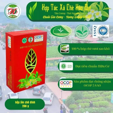 Hộp trà ấm Đinh 200g HTX chè Hảo Đạt Tân Cương Thái Nguyên - Giá 400.000 VND, thơm ngon, chất lượng