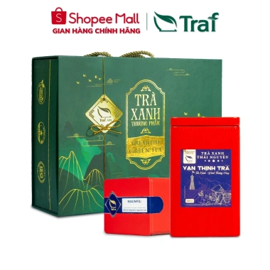 Hộp Trà Biếu Tặng Vạn Thịnh Song Trà 200g Trà Xanh Thái Nguyên Nước Xanh Hậu Ngọt Sâu Giá Khuyến Mãi 740k