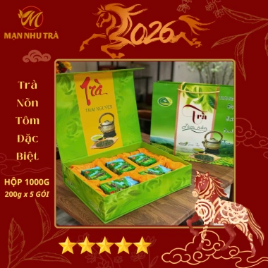 Hộp Trà Nõn Tôm Đặc Biệt 1kg Xanh Lá – Quà Biếu Tết, Tặng Sếp Đối Tác Thái Nguyên