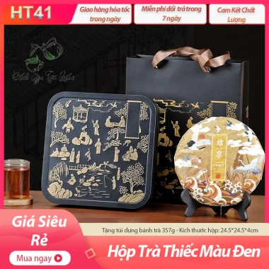 Hộp trà thiếc cao cấp 357g + túi quà bánh trà họa tiết nổi - Sang trọng 2 Hộp trà thiếc cao cấp 357g + túi quà bánh trà họa tiết nổi - Sang trọng 2