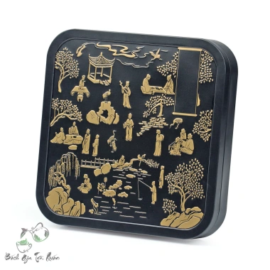 Hộp trà thiếc cao cấp 357g + túi quà bánh trà họa tiết nổi - Sang trọng