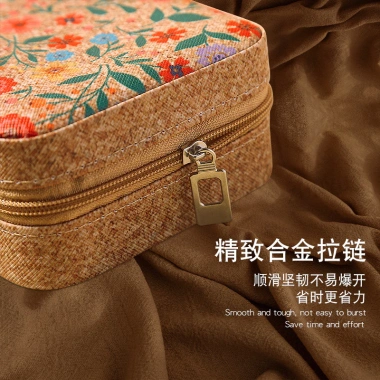 Hộp trang sức cổ điển có gương, in hình du lịch di động - Giá ưu đãi 65.772₫