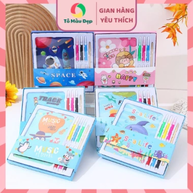 Hộp tranh tô màu học tiếng Anh, tranh cạo than tre 20x20 cm, giá 41.000đ